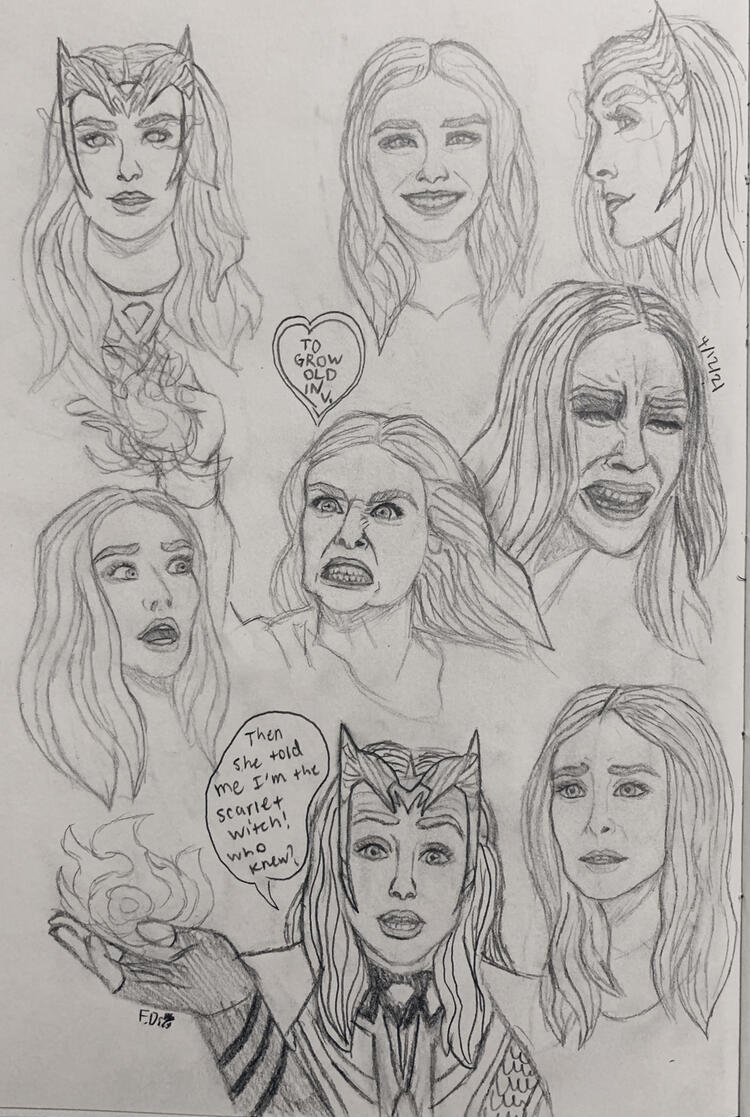 Studies of Elizabeth Olson as Wanda Maximoff